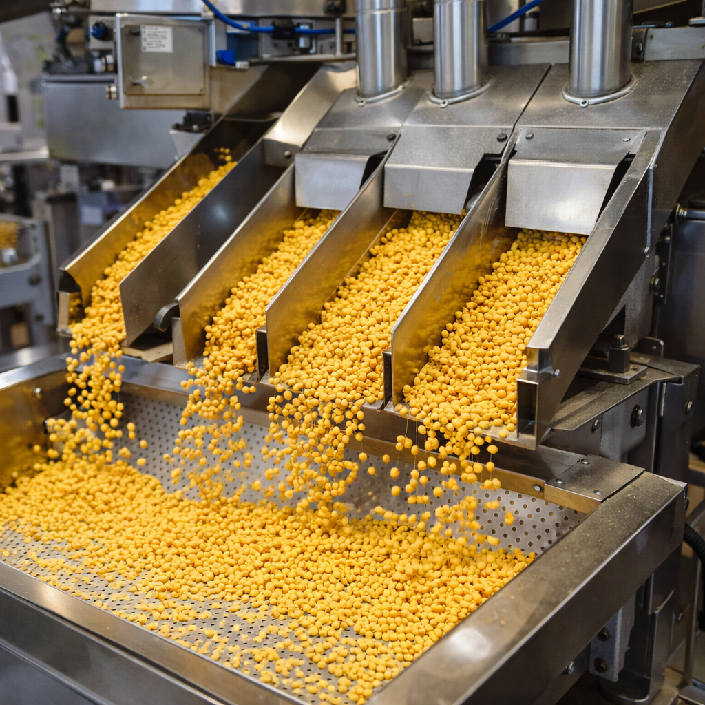 Industrial Toor Dal processing and sorting machine in a clean manufacturing facility